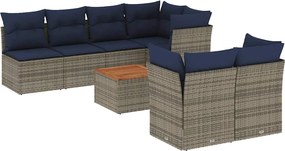 vidaXL Set canapele de grădină cu perne, 8 piese, gri, poliratan