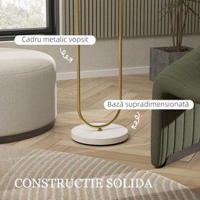 HOMCOM Lampă de Podea cu Comutator Pedală și Abajur Textil Auriu | Aosom Romania