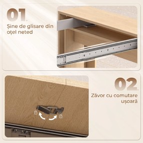 HOMCOM Masă de Dining Compactă pentru Bucătărie Economisește Spațiu, 240 x 90 x 78 cm, Lemn Deschis | Aosom Romania
