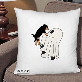 Perna Decorativa Caine Rottweiler Fantoma Halloween, 40x40 cm, Alb Pufos, Husa Detasabila, Perna Inclusa, BEKZ®