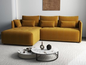 Colțar extensibil dumonde cu ladă de depozitare si sezut confortabil din spuma high-density, Malta Ambience Mustard 235x185 cm