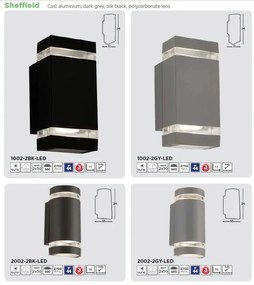 Aplica perete exterior IP44 Up and Down Sheffield negru