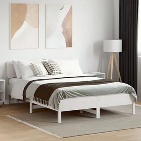 vidaXL Cadru de pat fără saltea, alb, 140x200 cm, lemn masiv pin