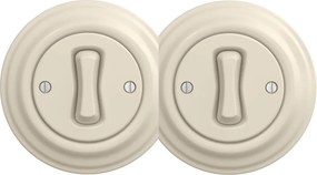 Kliklap - Întrerupător retro dublu unipolar cu ramă nr. 1, bej