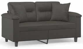 3153296 vidaXL Canapea cu 2 locuri, perne&pernuțe gri 120 cm piele ecologică