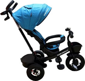 Tricicleta cu copertina Baby Care™ Turbo Bike , roti din cauciuc, pozitie somn, pedale si maner pentru parinti, scaun reversibil cu invartire 360