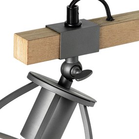 Lampă de perete inteligentă gri închis cu lemn reglabil inclusiv Wi-Fi A60 - Arthur