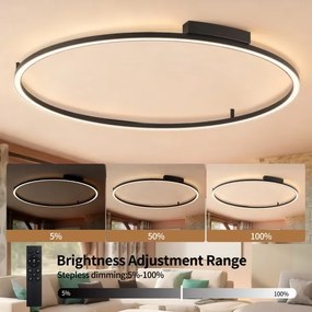 Brilagi - Corp LED dimabil PORTOFINO LED/85W/230V Ø 120 cm negru + telecomandă