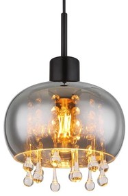 Pendul design modern Corry negru, fumuriu 21cm