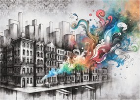 Tablou pe sticlă - Viața industrială (70x50 cm)