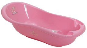 Cadita ergonomica pentru bebelusi si copii NOVOKIDS™ Giraffe , baita bebe, dimensiuni 100X50X25, suport anti alunecare, supapa scurgere, Roz