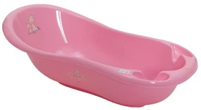 Cadita ergonomica pentru bebelusi si copii NOVOKIDS™ Giraffe , baita bebe, dimensiuni 100X50X25, suport anti alunecare, supapa scurgere, Roz
