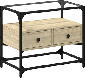 vidaXL Dulap TV blat sticlă, stejar sonoma, 60x35x51 cm lemn prelucrat