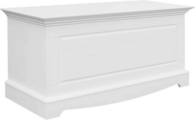 Băncuță lemn masiv alb cu Ladă, 112 × 45 × 51 cm
