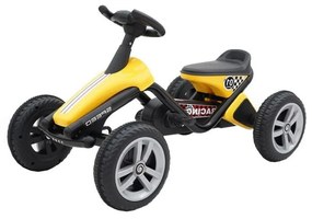 Kart cu pedale pentru copii NOVOKIDS® Dakkar Kart PRO, Carena, Structura metalica, Mers cu spatele, Galben