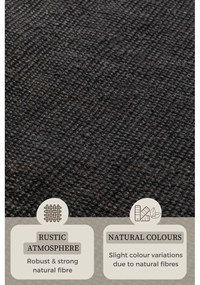 Covor tip traversă negru din iută 80x200 cm Bouclé – Hanse Home