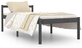 810581 vidaXL Cadru de pat single, gri, 90x190 cm, lemn masiv de pin