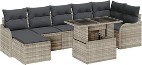 vidaXL Set de canapele pentru grădină 8 pcs Gri deschis Rattan poli