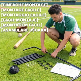 HOMCOM Plasă Rebounder Pliabilă pentru Fotbal și Baseball cu 21 de Corzi și Zonă de Precizie, 123x90x174 cm, Negru | Aosom Romania