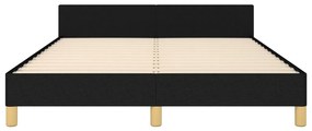 Cadru de pat cu tablie, negru, 140x200 cm, textil Negru, 140 x 200 cm, Design cu nasturi