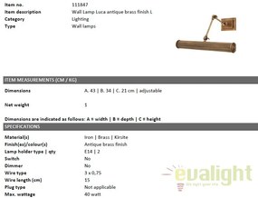 Aplica LUX oglinda sau tablou Luca L, alama antic 111847 HZ