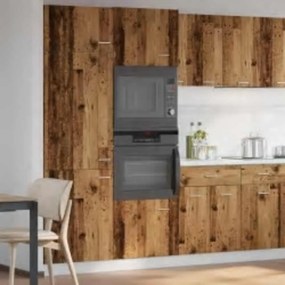 vidaXL Dulap cuptor microunde “Lyon”, Lemn vechi, 60 x 57 x 207 cm
