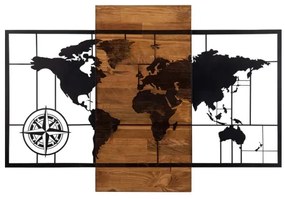 Decorațiune de perete 58x85 cm lemn/metal hartă