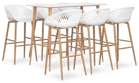 3057449 vidaXL Set mobilier de bar, 7 piese, alb