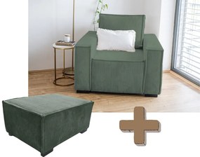 Fotoliu cu taburet SMART SET, verde inchis