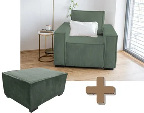 Fotoliu cu taburet SMART SET, verde inchis