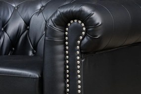 Fotoliu clasic stil englezesc Chesterfield, negru antic