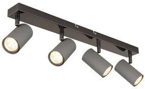 Plafoniera cu 4 spoturi directionabile metal negru gri ROBBY