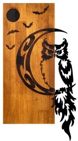 Decorațiune de perete 36x66 cm lemn/metal bufniță