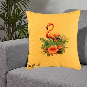 Perna Decorativa Raton in Halat Roz, 40x40 cm, Galben, Husa Detasabila, Perna Inclusa, BEKZ®