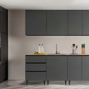 Mobilier de bucătărie, 2 m, grafit, ASTI