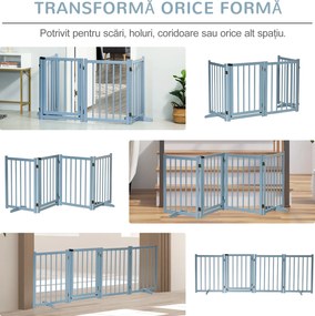 PawHut Poartă de Siguranță Pliabilă pentru Câini Talie Mică/Medie 237.5x36x80 cm Gri | Aosom Romania