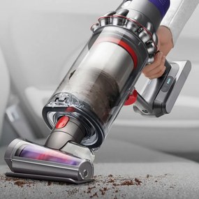 Aspirator vertical Dyson Cyclone V10 Absolute 448883-01, 150AW, 125.000 rpm, 0,77 l, 60 min, 3 moduri, 2 Tier Cyclone™, HEPA, silențios, golire igienică, fără încurcături, nichel/portocaliu