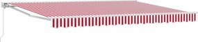 vidaXL Copertină retractabilă manuală Roșu și Alb 4 × 3 m