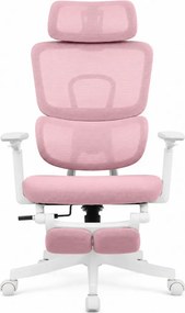 Scaun Ergonomic Premium cu Suport pentru Picioare, Reclinare 145°, Tetieră Reglabilă, Cotiere 3D, Suport Lombar Elastic și Șezut cu adâncime reglabilă, Roz