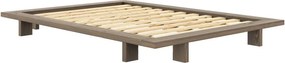 Pat matrimonial maro din lemn masiv de pin cu somieră 140x200 cm Japan – Karup Design