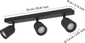 Eglo 901954 - Aplica spot CAMALDOLI, 3x GU10, 10W, 230V, negru