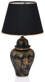 Veioză neagră-aurie cu abajur textil (înălțime 54 cm) Derin – Opviq lights