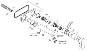 Baterie lavoar Hansgrohe, Talis E, montaj pe perete, 22.5 cm, alb mat