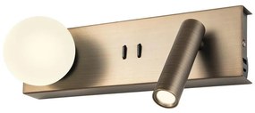 Redo NORMA 01-4662 - Aplică de perete LED, 5W/230V + LED 3W, CRI90, USB, bronz