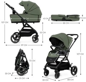 KINDERKRAFT SELECT YOXI - Cărucior combinat 2 în 1, Verde Mystic