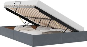 vidaXL Pat cu storage cu headboard Gri închis 140 x 190 cm Catifea