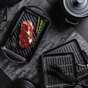 Cratita din fonta cu capac Muhler Tika MR-4133CI, 41x25x11cm, 5.1 L, Inductie, Negru