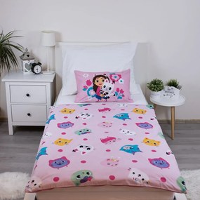 Lenjerie de pat pentru copii roz din bumbac pentru pătuț 100x135 cm Gabby's Dollhouse – Jerry Fabrics