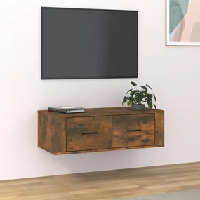 Dulap TV suspendat, stejar fumuriu, 80x36x25 cm, lemn compozit 1, Stejar afumat