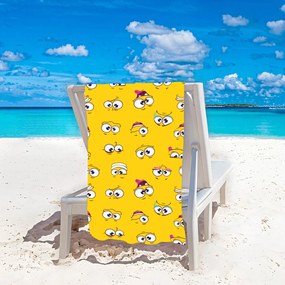 Prosop plaja SMILE 100x180 cm galben, 100% microfibra